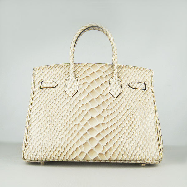 Replica Hermes Birkin 30CM Fish Veins Leather Bag Beige 6088 On Sale - Click Image to Close